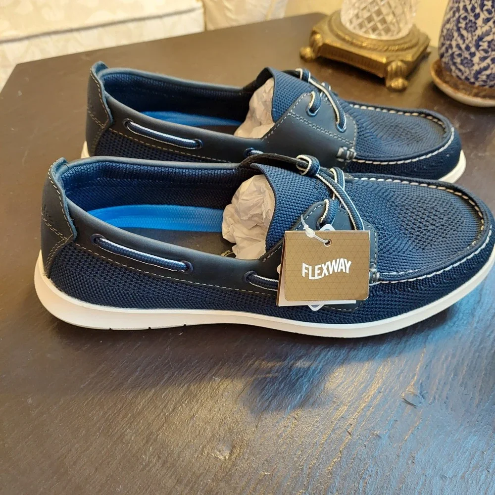 Clarks Men's Flexway Tie Oxford Boat Shoes Navy Blue US Size 8 M NEW! $110
